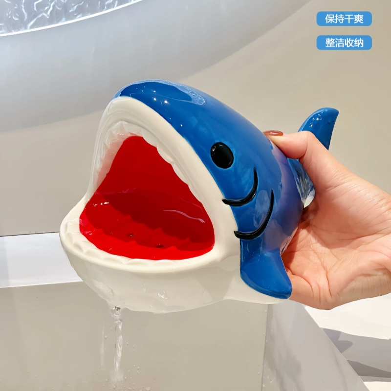 Home Edit Bathroom Storage - 귀여운 만화 큰 입 모양 상어