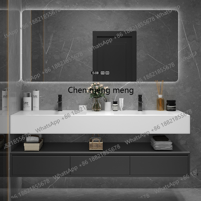 Home Bathroom Vanity Combo - 블랙 조명 선반 욕실 캐비닛 정리함