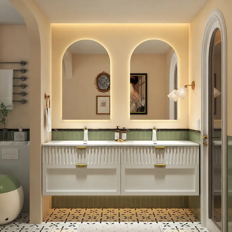 Home Bathroom Vanity Combo - 크림 스타일 욕실 캐비닛, 코리안 일체형