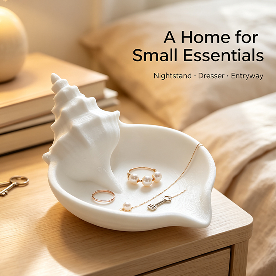 Home Essentials Bathroom Storage - 북유럽 스타일 무광 흰색 조개 모양