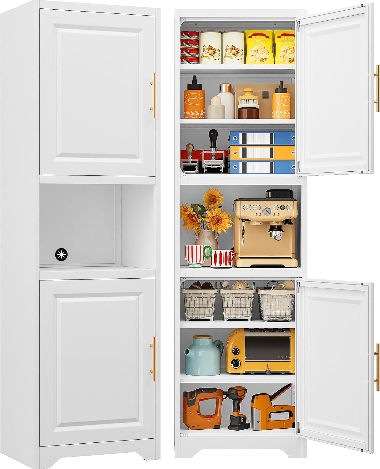 Home Bathroom Organizer - 67인치 높이의 좁은 수납장, 2도어 7단