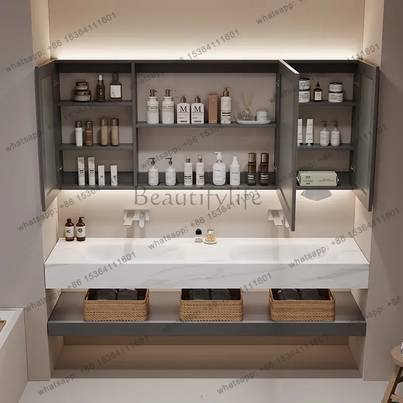 Home Bathroom Vanity Combo - LSSimple 럭셔리 욕실 수납장, 고급스러운 흰색,