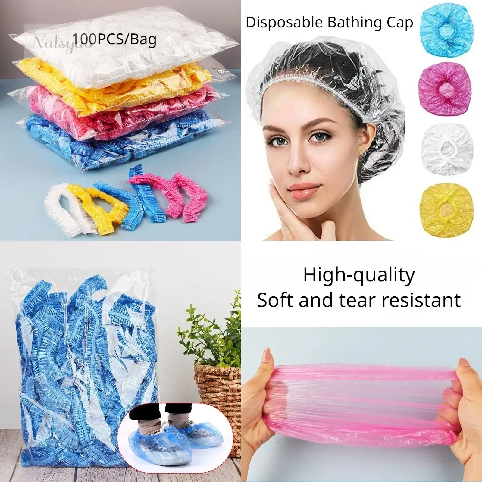 Home Essentials Bathroom Storage - 일회용 샤워캡, 투명하고 방수 기능이 있는