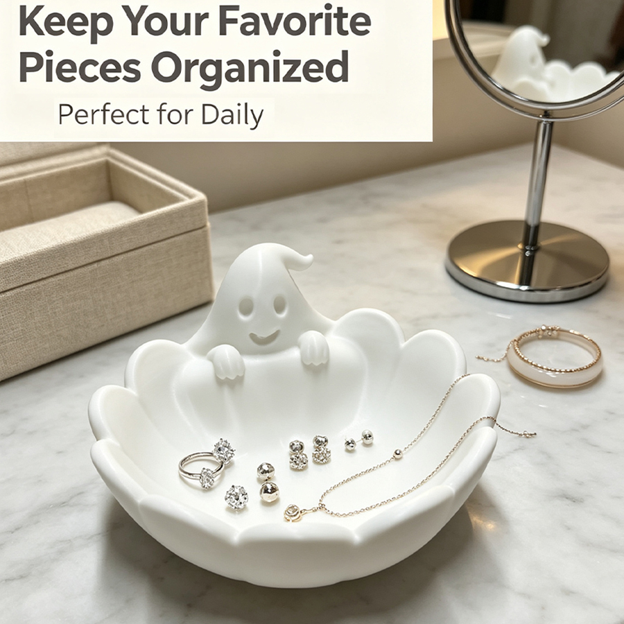 Home Essentials Bathroom Storage - 무광택 화이트 3D 귀여운 유령 모양
