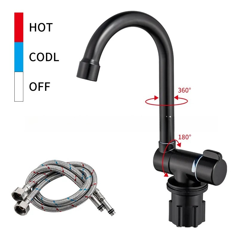 검정색 접이식 RV 수도꼭지, 캠핑카 주방 싱크대용,  - Basin Mixer Tap 리뷰 및 가격