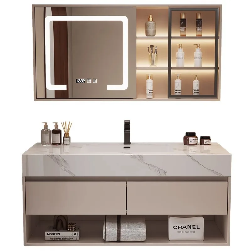 모던 욕실 세면대 슬레이트 세라믹 세면기와 원목 욕실  - Home Bathroom Vanity Combo 리뷰 및 가격