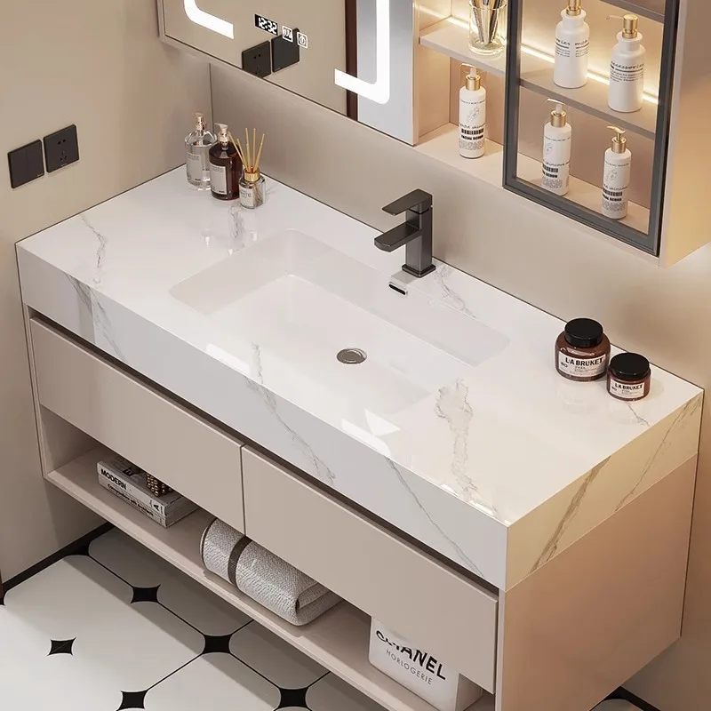모던 욕실 세면대 슬레이트 세라믹 세면기와 원목 욕실  - Home Bathroom Vanity Combo 리뷰 및 가격
