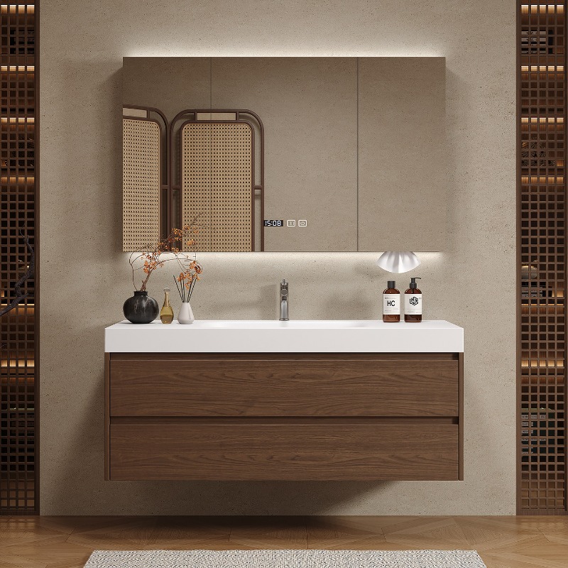 나무 칸막이 욕실 캐비닛 고급스러운 현대식 공간 절약형 - Home Bathroom Vanity Combo 리뷰 및 가격