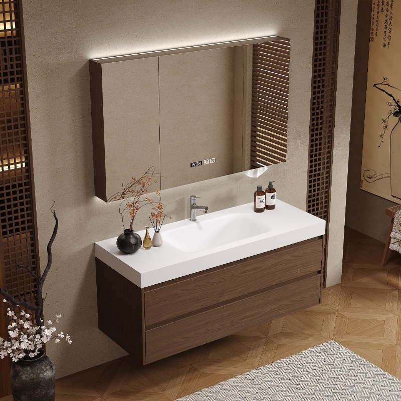 나무 칸막이 욕실 캐비닛 고급스러운 현대식 공간 절약형 - Home Bathroom Vanity Combo 리뷰 및 가격