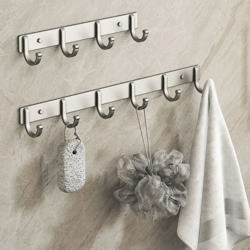 알루미늄 벽걸이형 후크 랙 – 드릴 없이 접착식 또는  - Home Bathroom Organizer 리뷰 및 가격