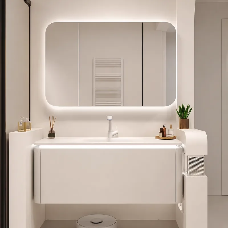 세라믹 일체형 세면대가 있는 벽걸이형 욕실 캐비닛 세트 - Home Bathroom Vanity Combo 리뷰 및 가격